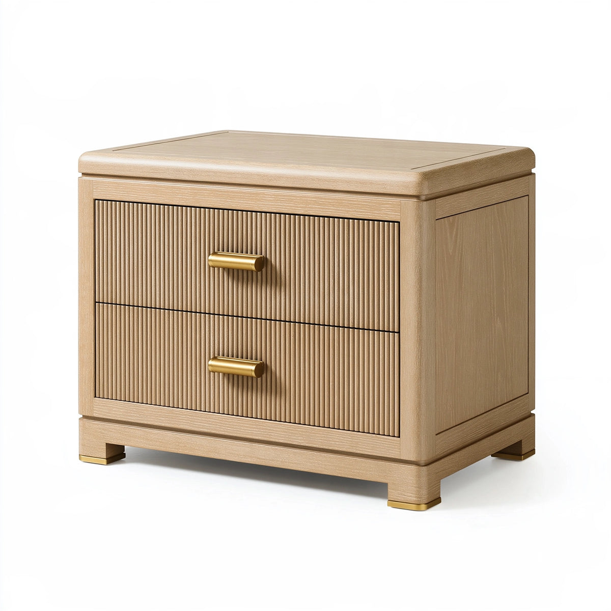 Comodino 50 x 40 x 55 cm in legno beige con 2 cassetti stile moderno