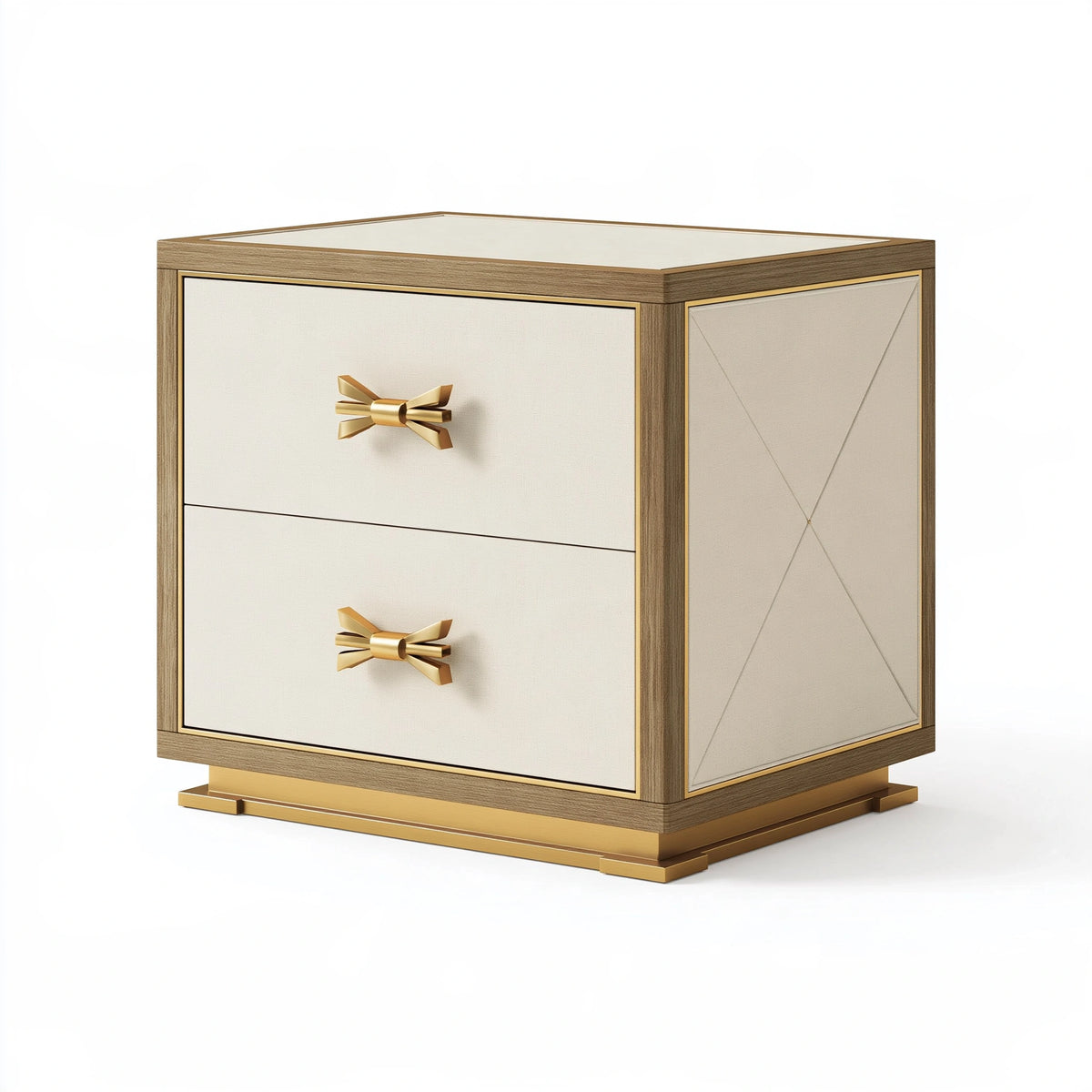 Comodino 60 x 45 x 60 cm in legno beige e marrone con 2 cassetti stile moderno