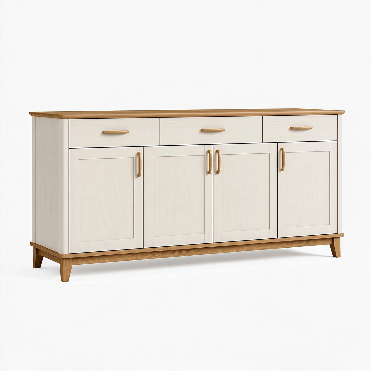 Credenza 180 x 45 x 100 cm in legno bianco e naturale - mobile contenitore stile nordico