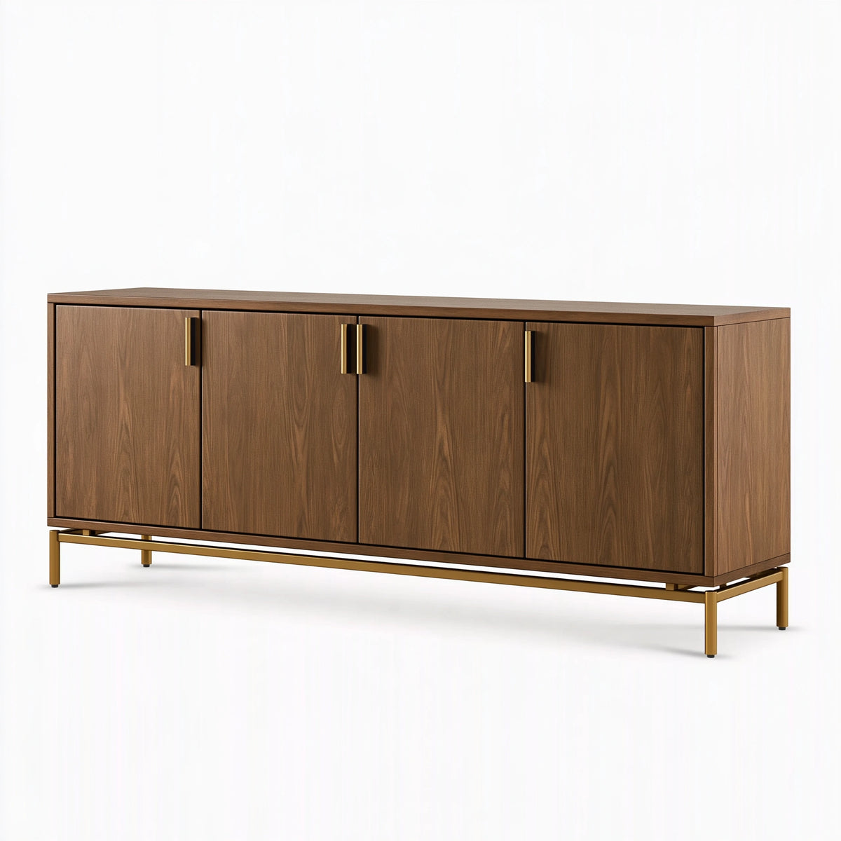 Credenza 180 x 45 x 85 cm in legno marrone con 4 ante - stile moderno