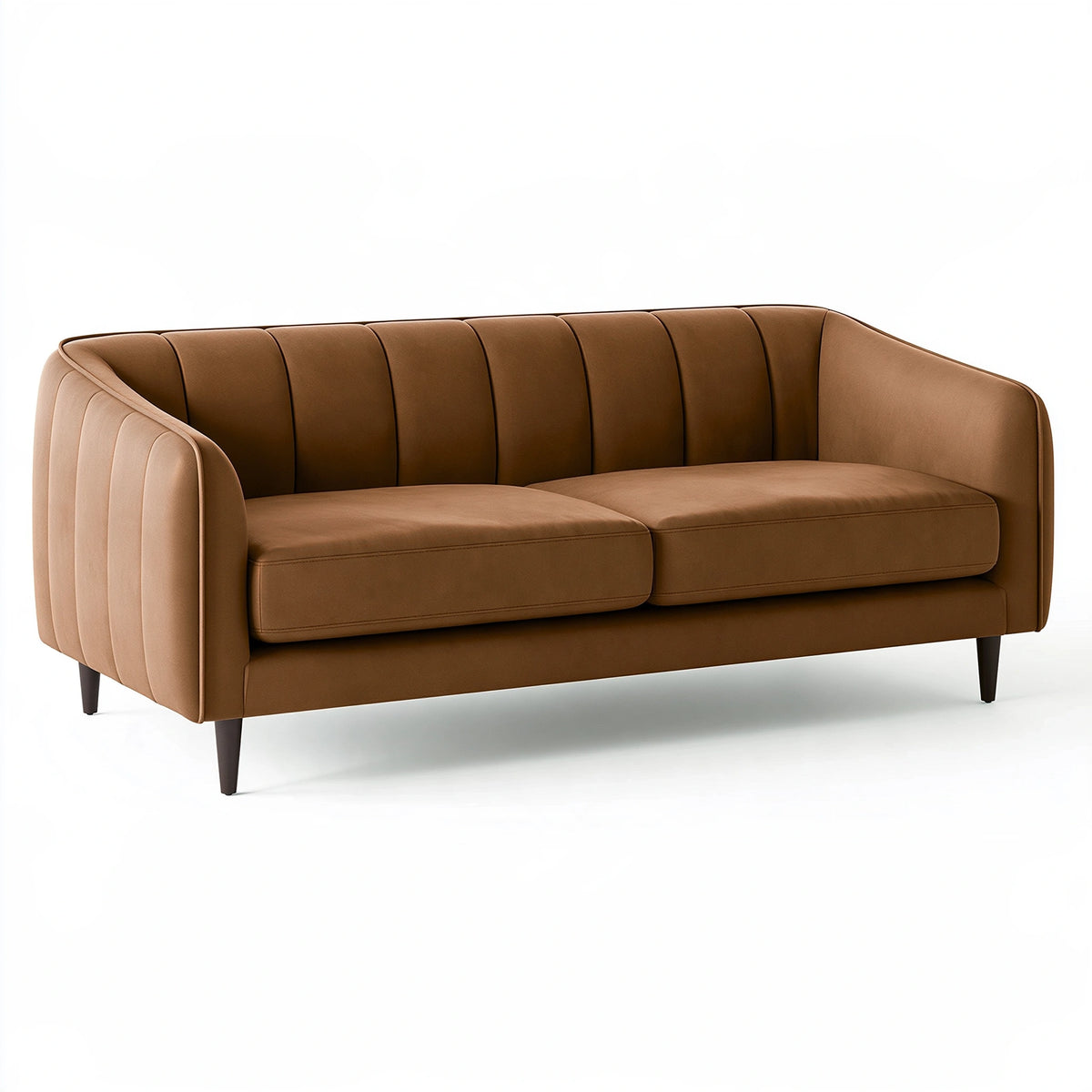 Divano 2 posti 180 x 85 x 78 cm in tessuto marrone - stile moderno con schienale trapuntato