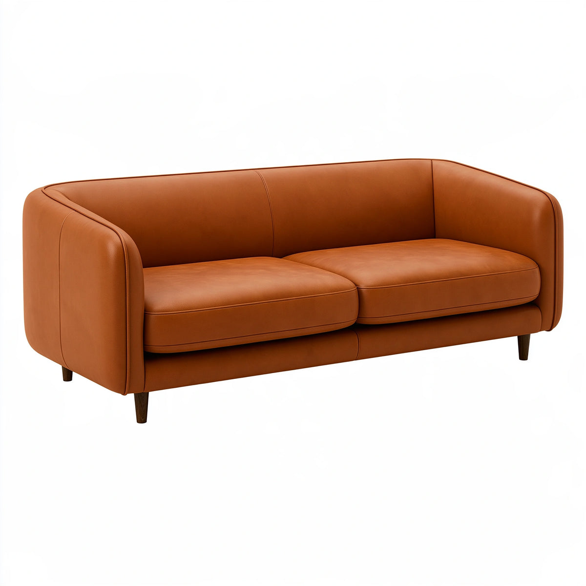 Divano 2 posti 180 x 85 x 80 cm in pelle marrone cognac - stile moderno