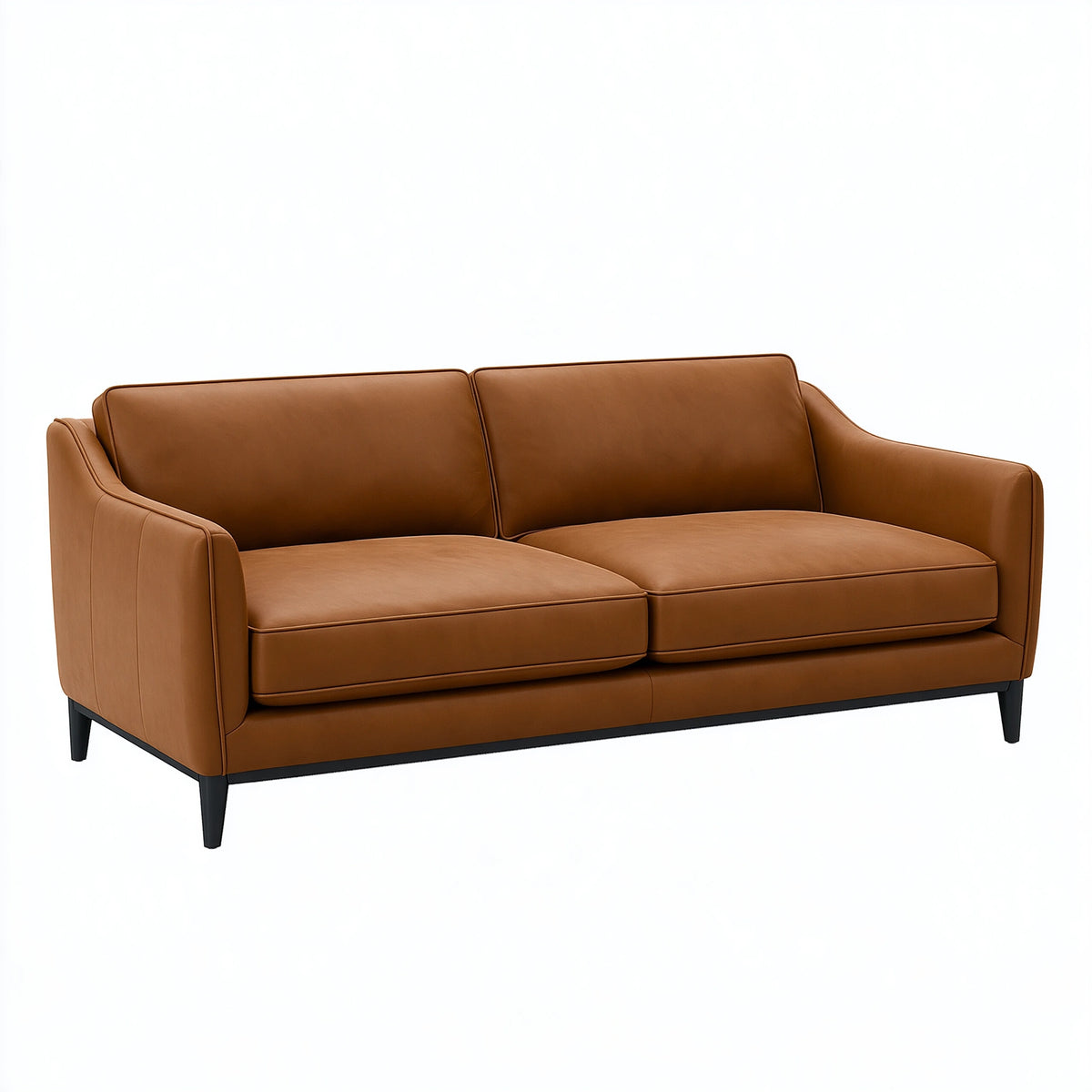 Divano 2 posti 160 x 88 x 86 cm effetto pelle marrone stile moderno con gambe nere