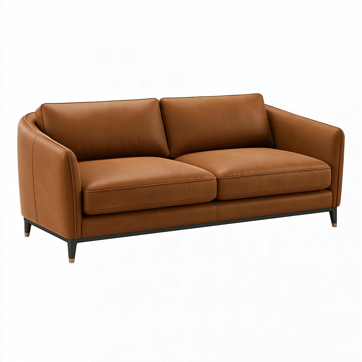 Divano 2 posti 170 x 88 x 85 cm effetto pelle cognac per soggiorno stile moderno