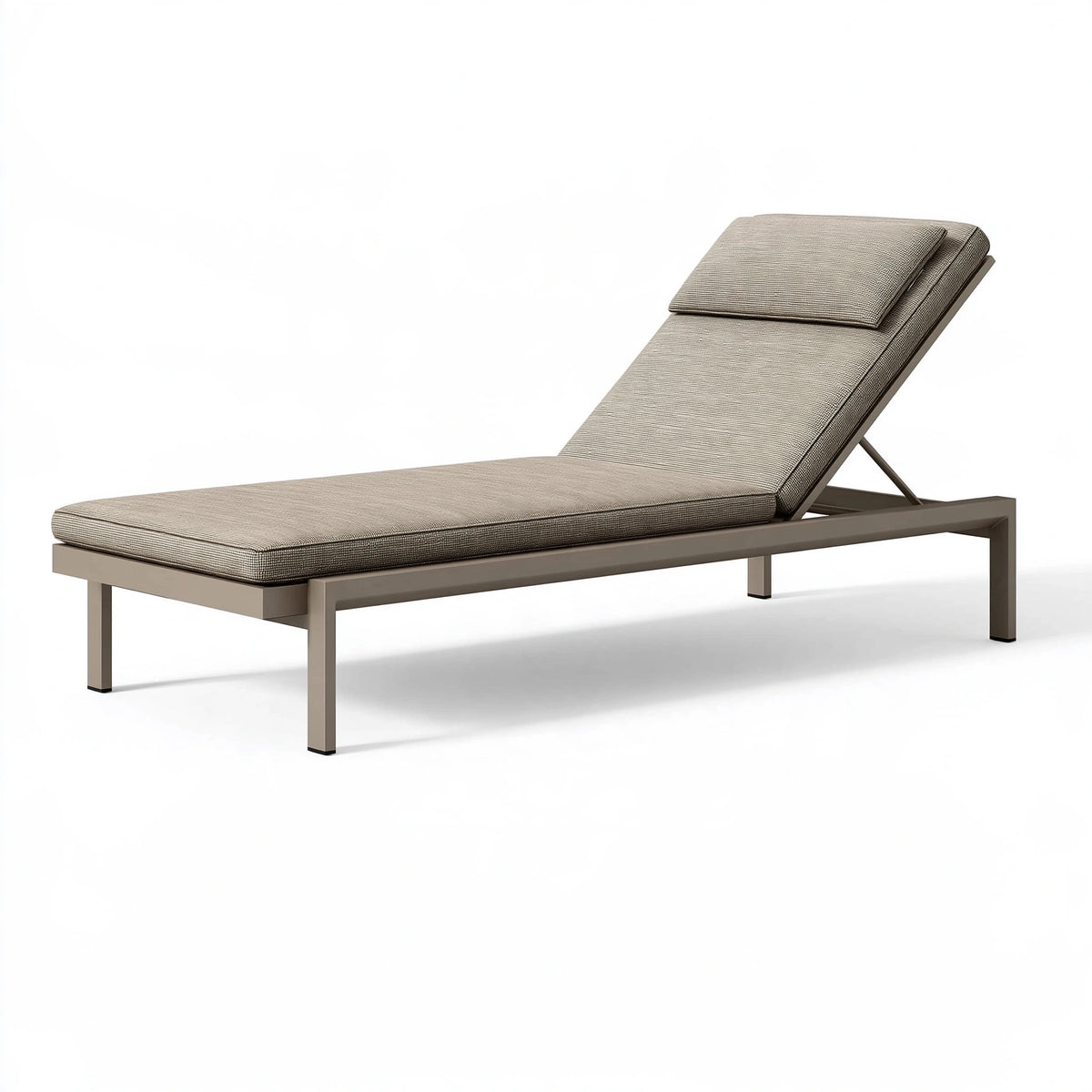 Lettino prendisole 200 x 70 x 85 cm in tessuto beige con struttura in metallo e schienale reclinabile