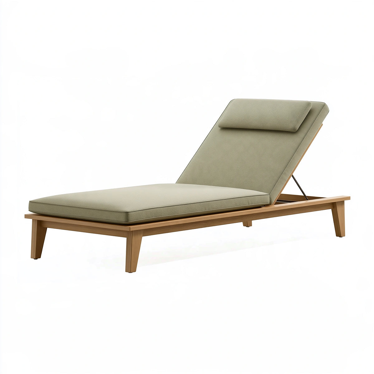 Lettino prendisole 200 x 70 x 85 cm in legno e tessuto verde con schienale regolabile
