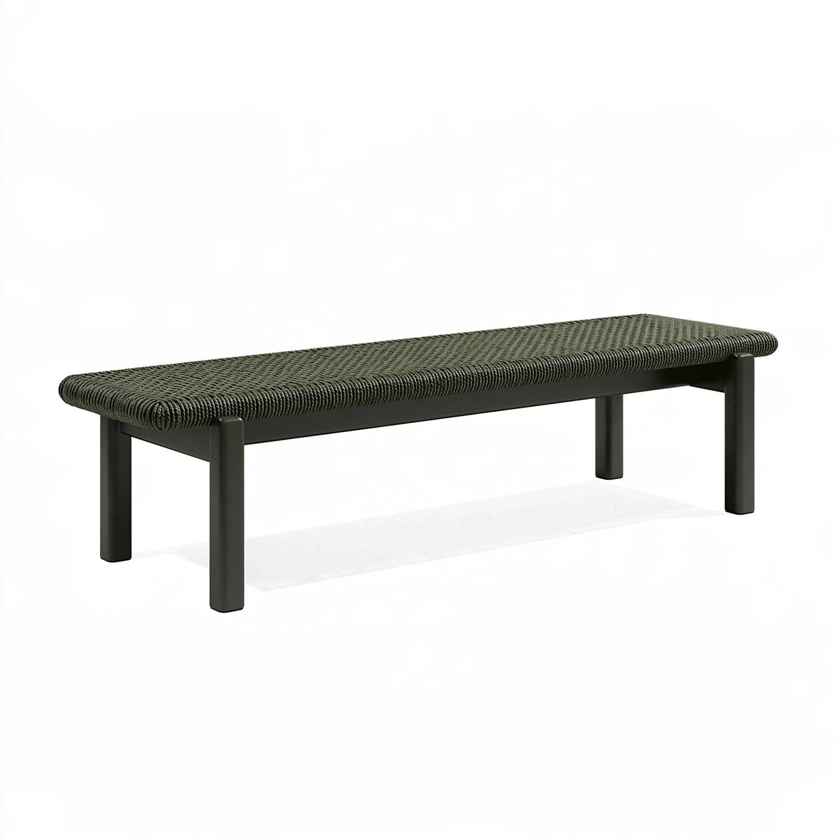 Panca da esterno 120 x 40 x 45 cm in corda verde e metallo nero - stile contemporaneo