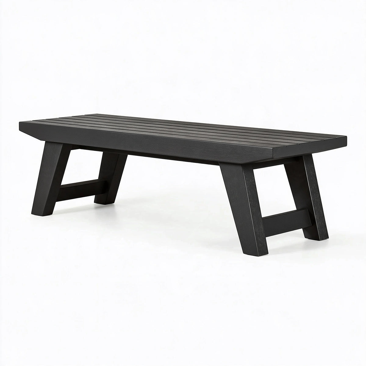 Panca 120 x 35 x 45 cm in legno nero - seduta a doghe stile moderno