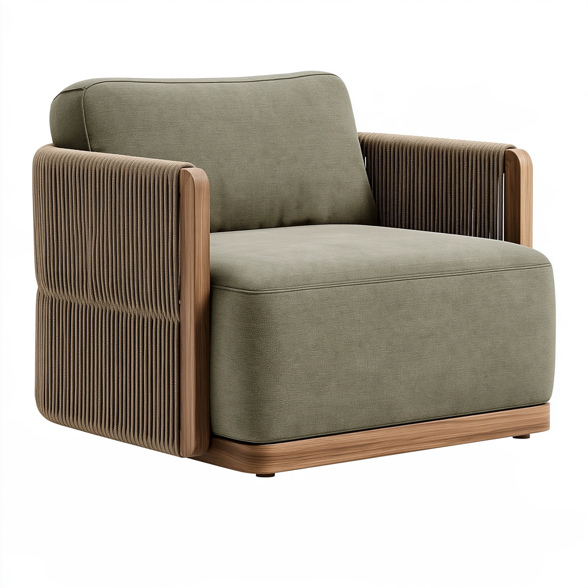 Poltrona 85 x 85 x 78 cm in tessuto verde e legno - stile contemporaneo