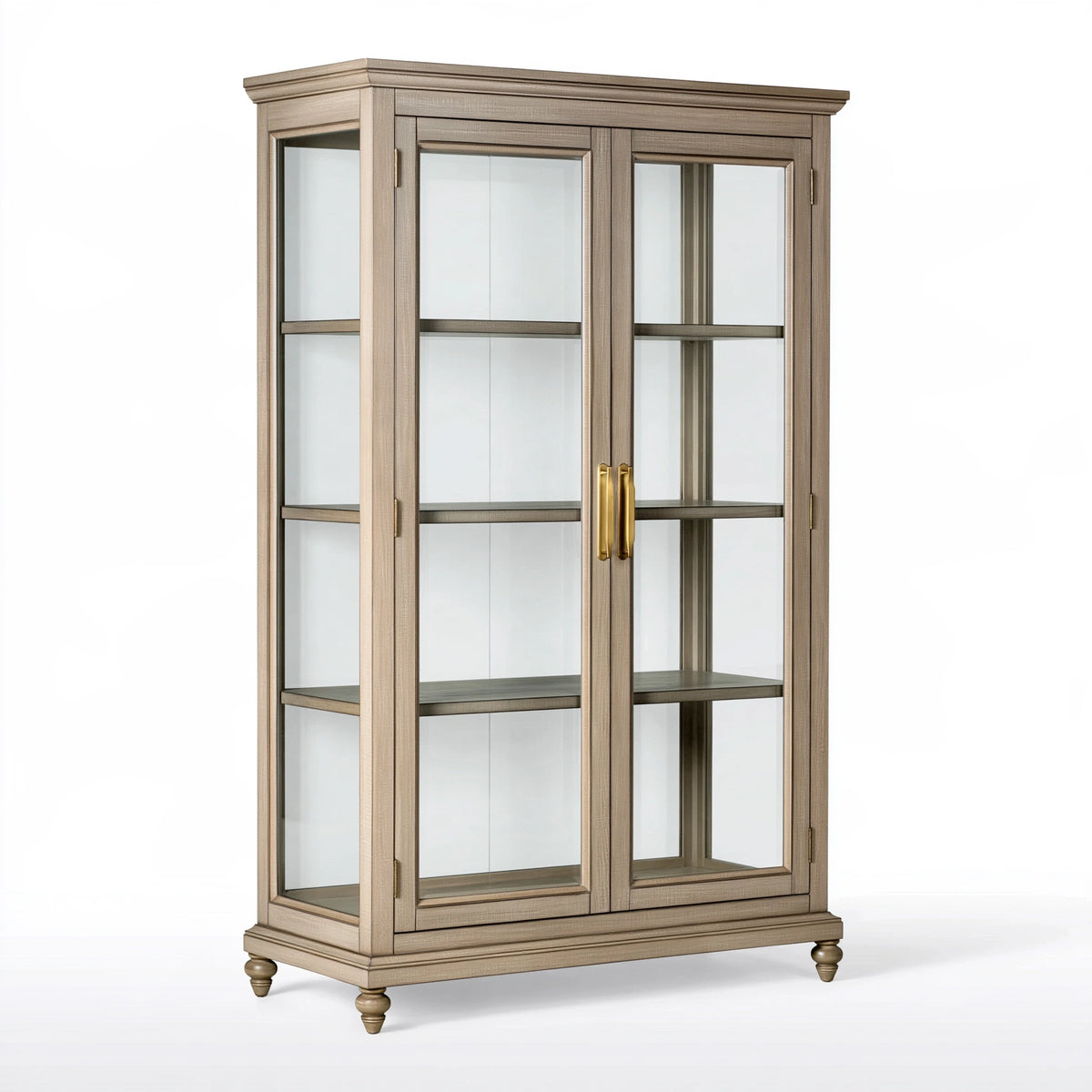Vetrina 110 x 45 x 190 cm in legno e vetro tortora - 2 ante stile classico